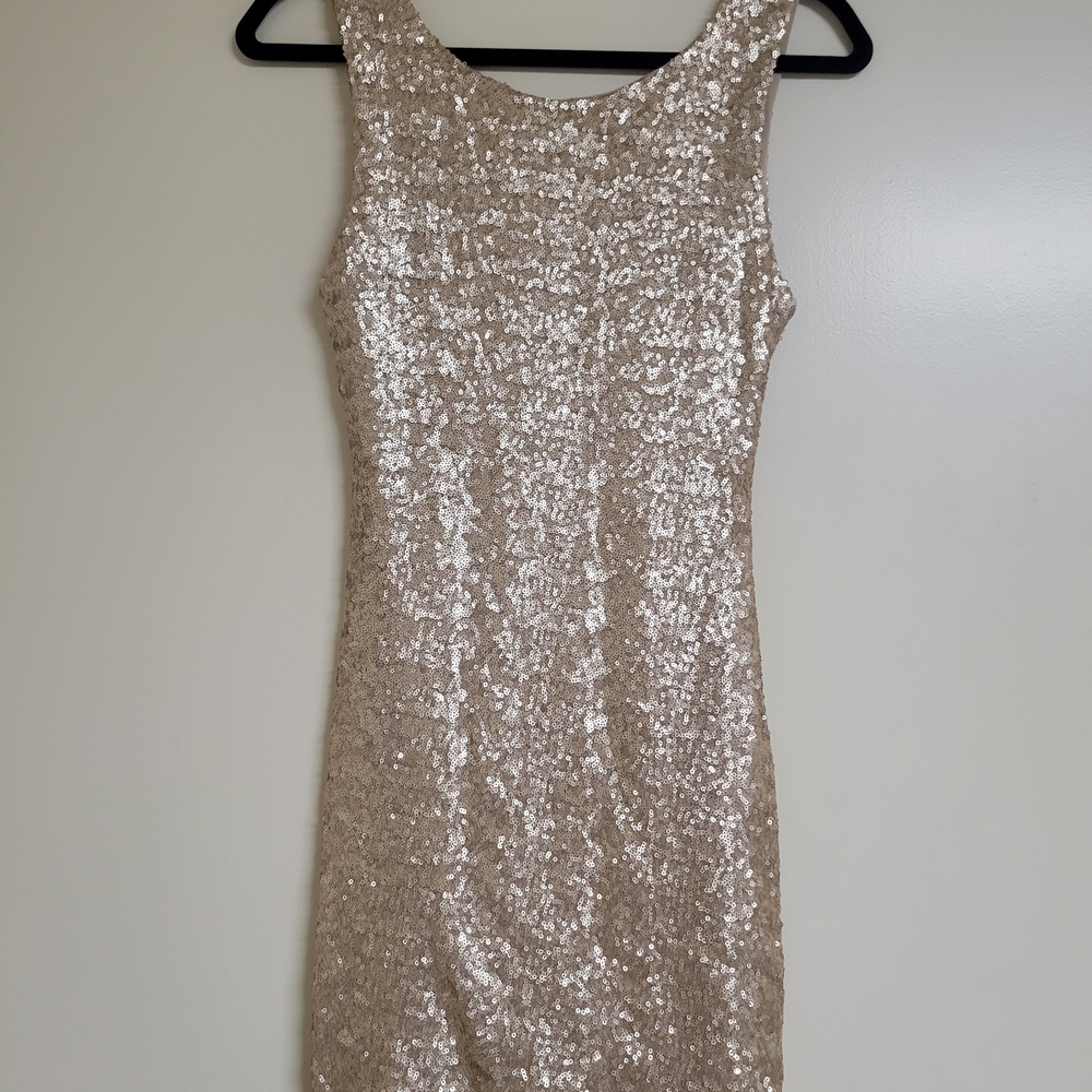 Crystal Doll Gold Sequin Mini Dress